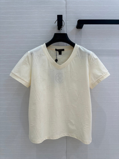 LV Classic V-neck T-Shirt White Cotton