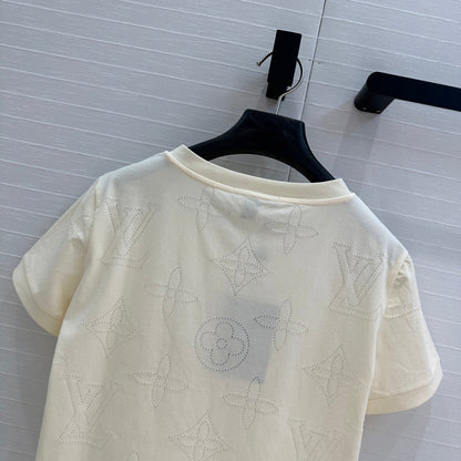 LV Classic V-neck T-Shirt White Cotton