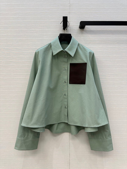 Loewe A-line Denim Shirt Jacket Green Cotton