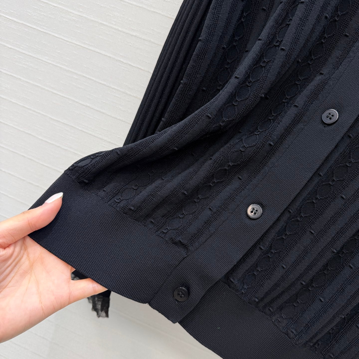 HM Long-Sleeve Sweater With Ruffled Details Black Modal Nylon