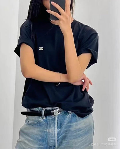 Celine Triomphe Embroidery T-shirt Cotton 351310