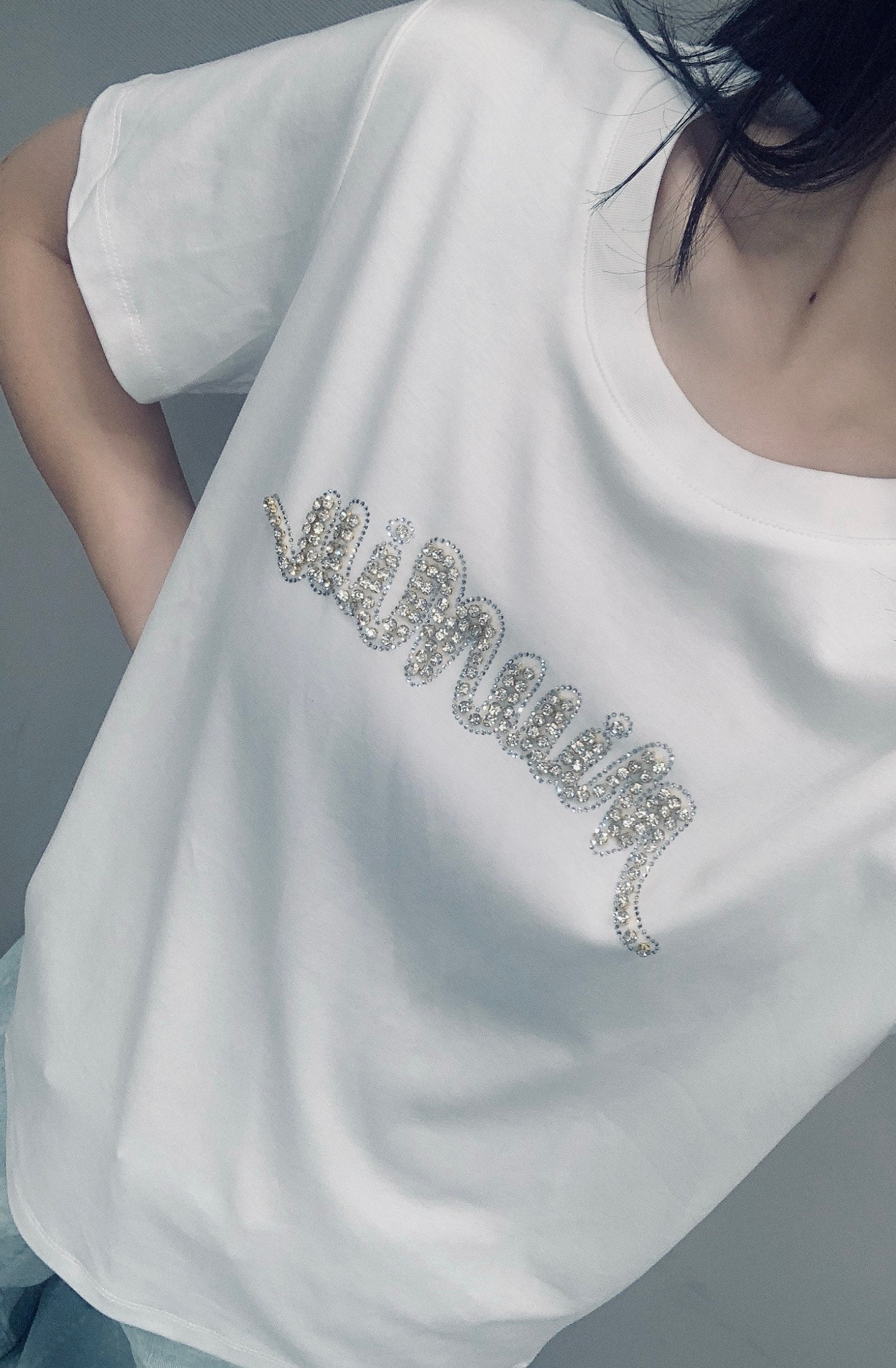 Miu SS26 Rhinestone T-Shirt Cotton 351328