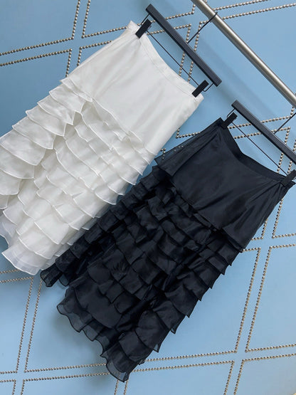 CD SS26 Mid-Length Ruffled Skirt Silk 351365
