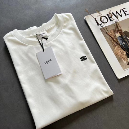 Celine Triomphe Loose T-shirt Black White Cotton 350444