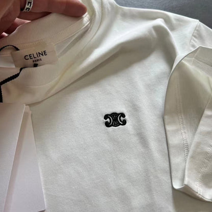 Celine Triomphe Loose T-shirt Black White Cotton 350444