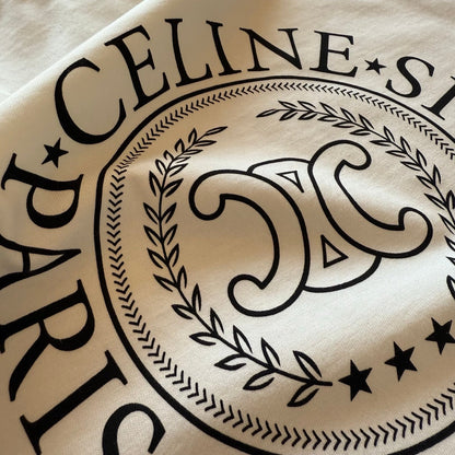 Celine SS26 Printed Short-Sleeve Tee White Cotton 350453