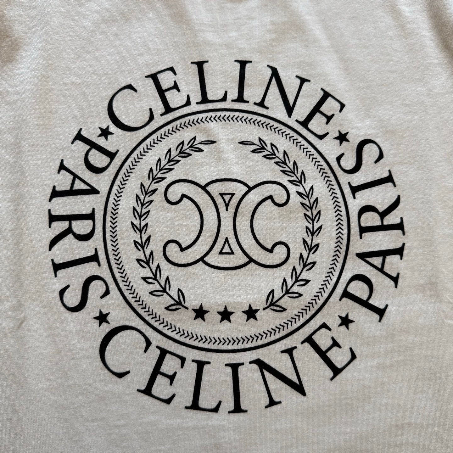 Celine SS26 Printed Short-Sleeve Tee White Cotton 350453
