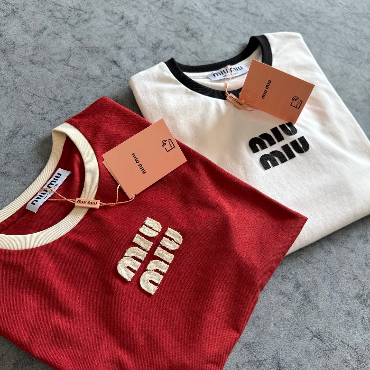 Miu SS26 Embroidered Color Block Tee Cotton 350504