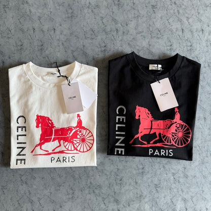 Celine SS26 Horse and Carriage Print Short-Sleeve Tee Cotton 350507