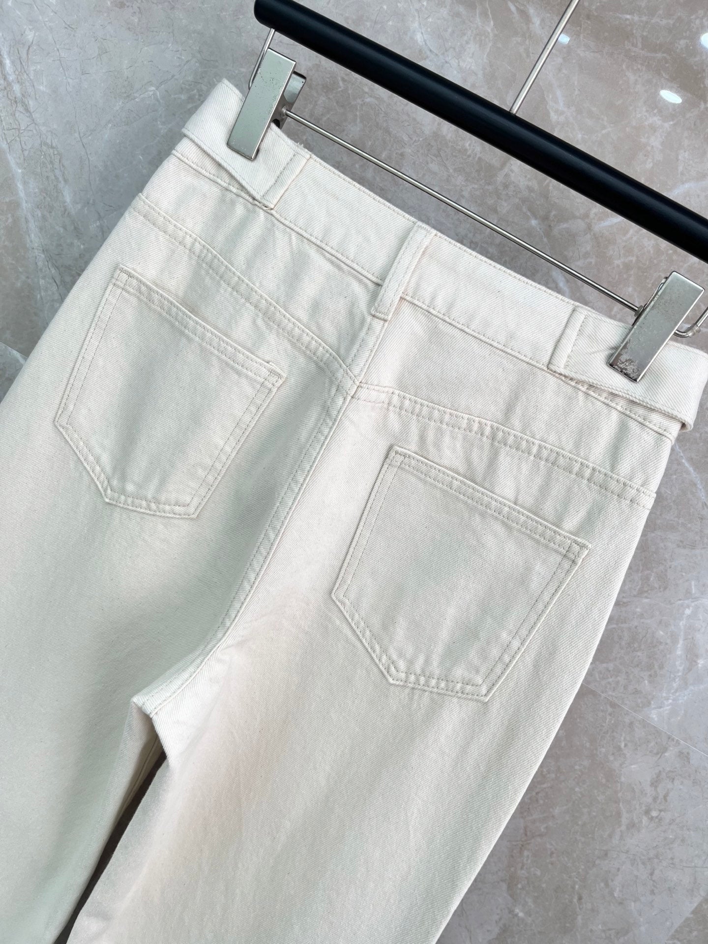 CD Quilted Pocket Wide-Leg Jeans Off-white Denim Cotton 351186