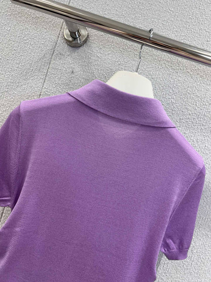 Loewe 25 Short-sleeved Top Purple Cashmere Silk