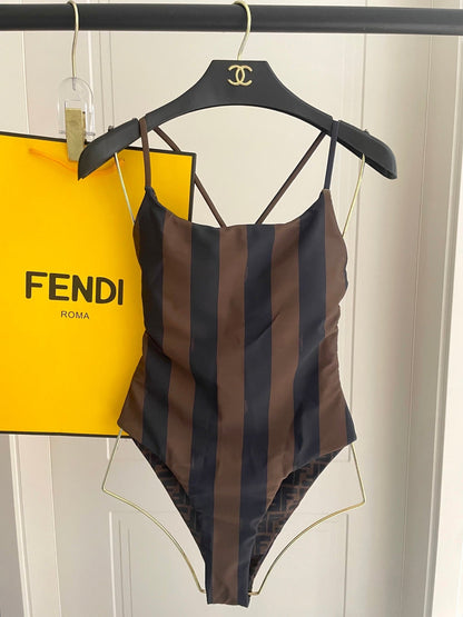 Fendi Swimsuit Black Brown Technical Fabric 180514