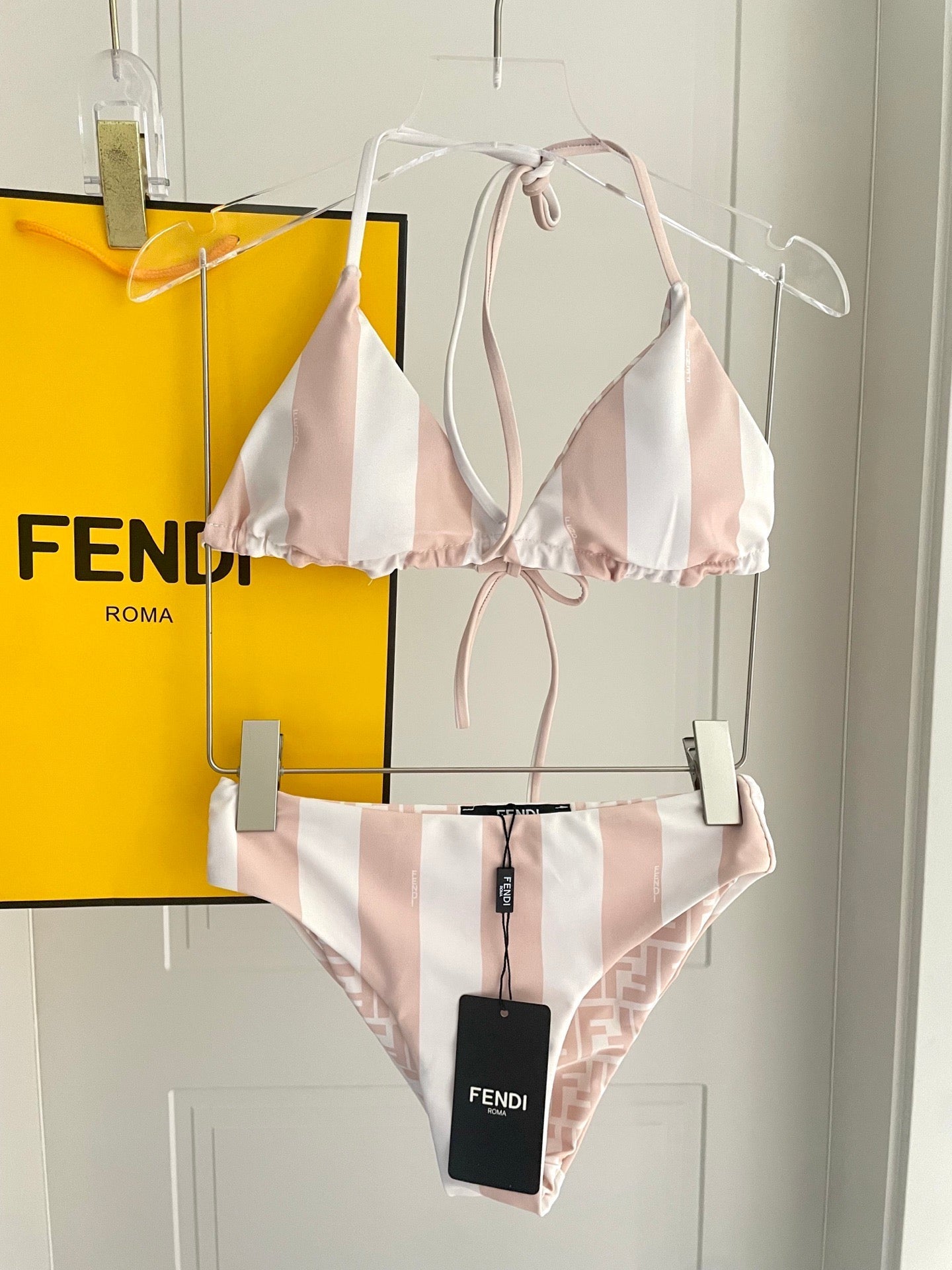 Fendi Swimsuit Pink White Technical Fabric 180516