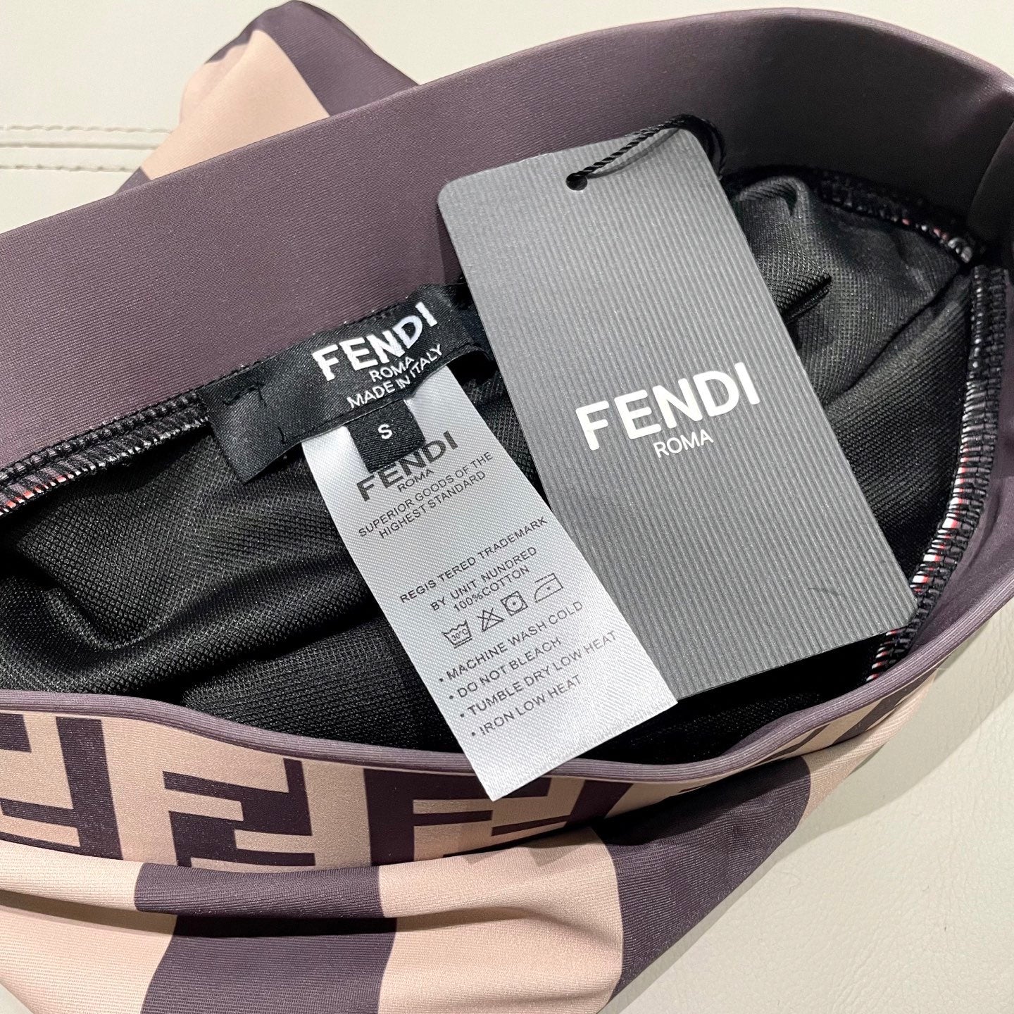 Fendi Swimsuit Brown Beige Technical Fabric 180518