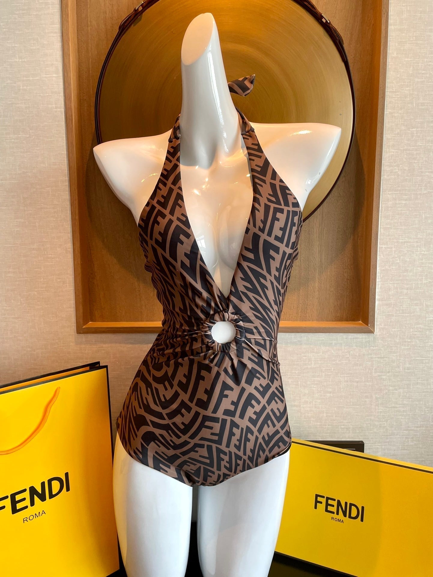 Fendi Reversible Swimsuit Black Brown Cotton 180520