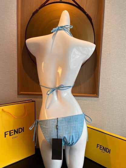 Fendi Swimsuits Blue Beige Cotton 180524