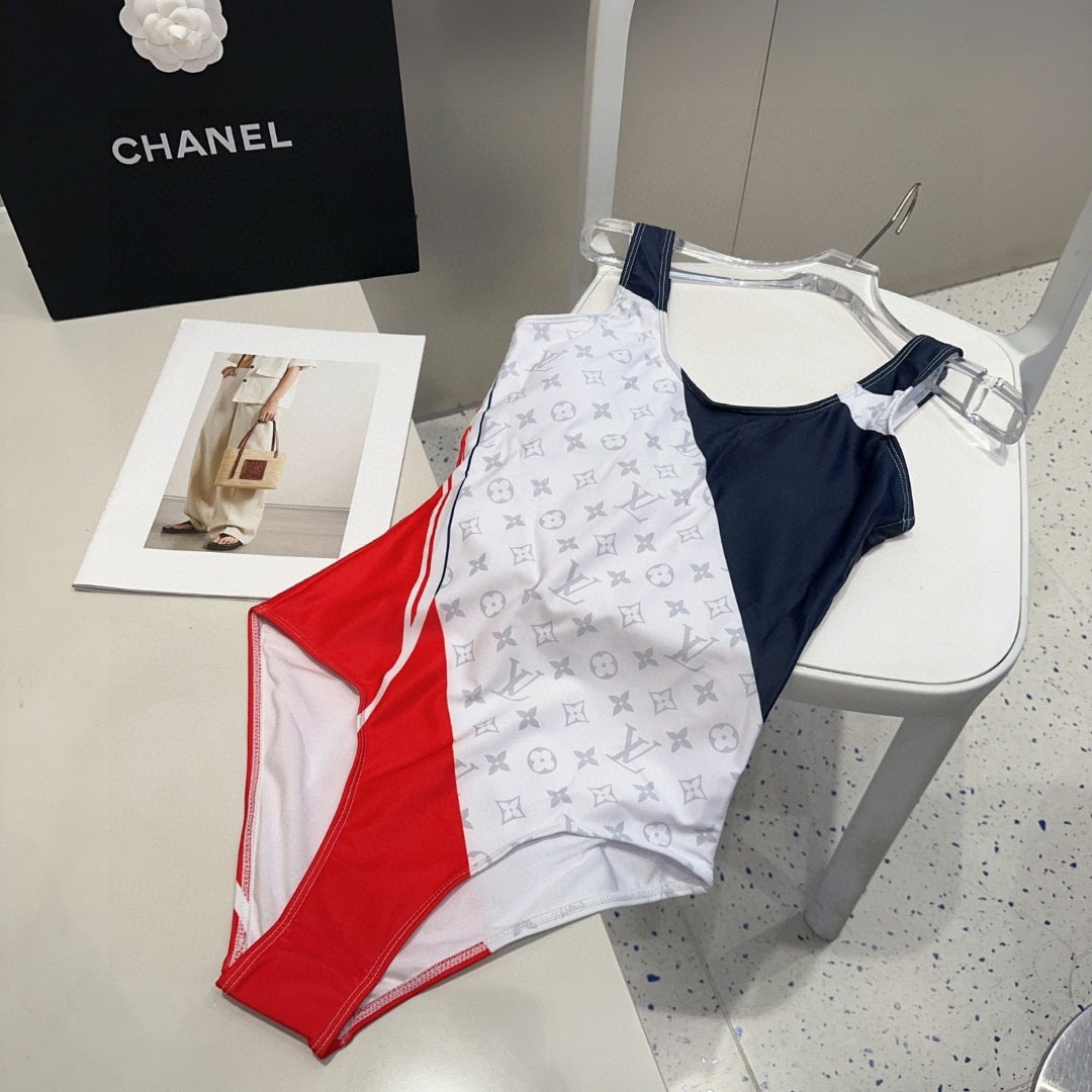 LV Swimsuits Black Red White Cotton 180530
