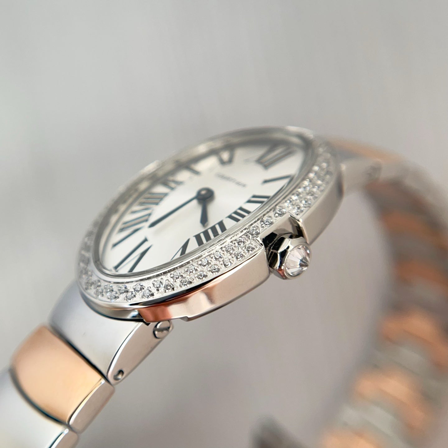 Baignoire 23mm Tow-Tone Pink Gold Double Row Diamond Bezel