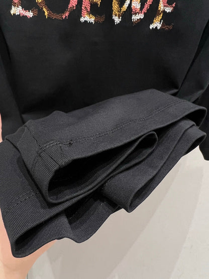 Loewe 25 Embroidered Short-sleeved T-shirt Black Cotton 221445