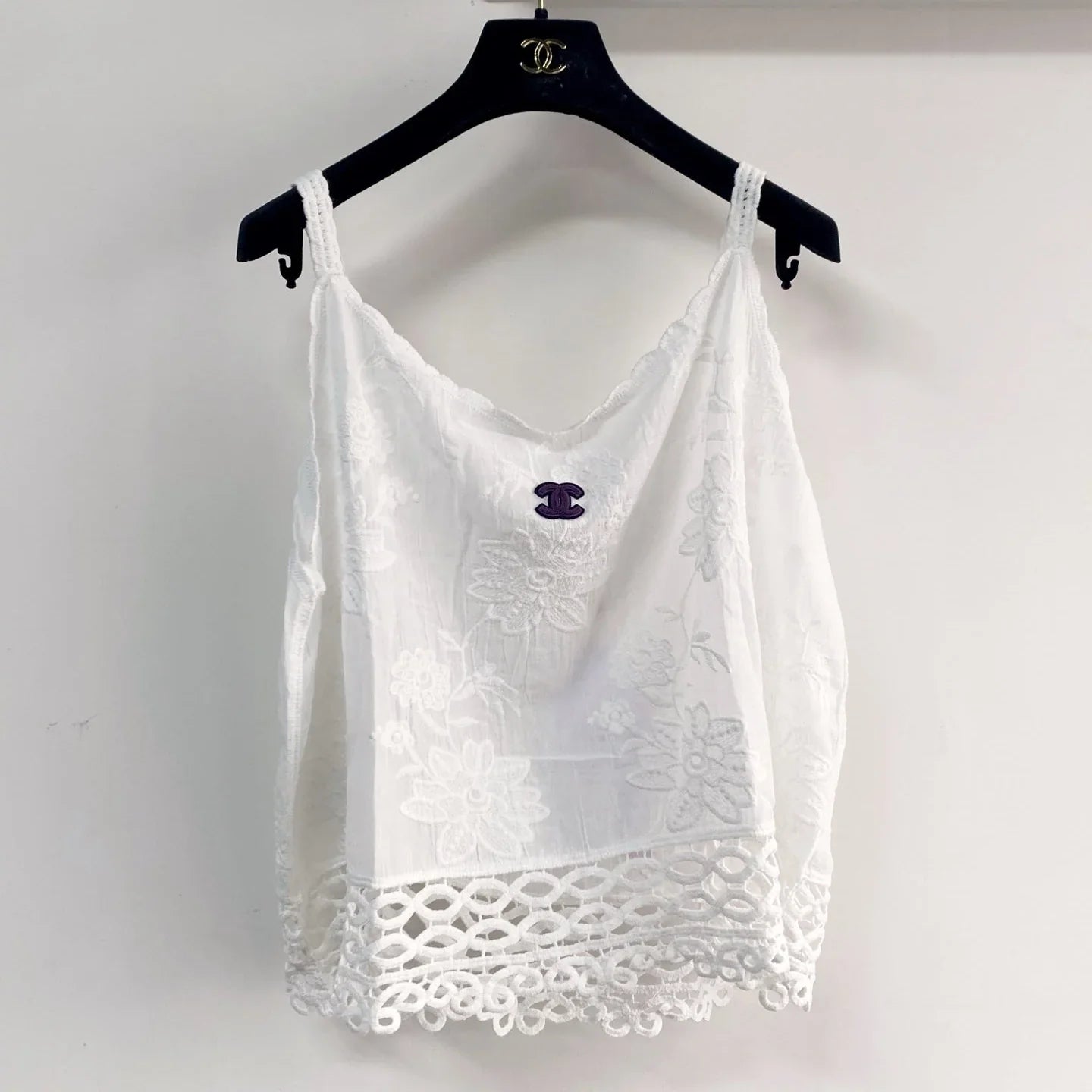 Chanel 2026 Flower Camisole White Cotton Nylon
