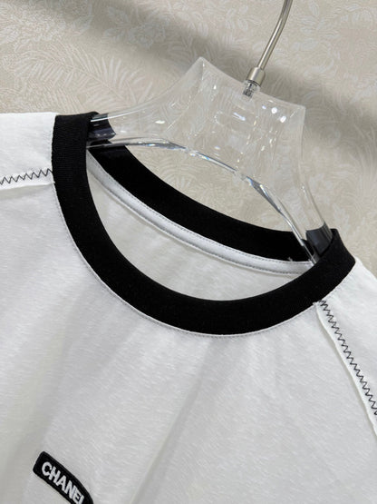 CC 26s Round Neck Pure Long Sleeve T-Shirt White Cotton