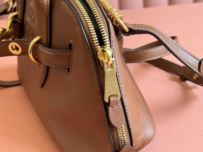 Briarwood Aventure Nappa Leather Top-handle Bag 28cm Brown 231057