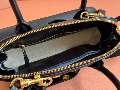 Briarwood Aventure Nappa Leather Top-handle Bag 28cm Black 231056