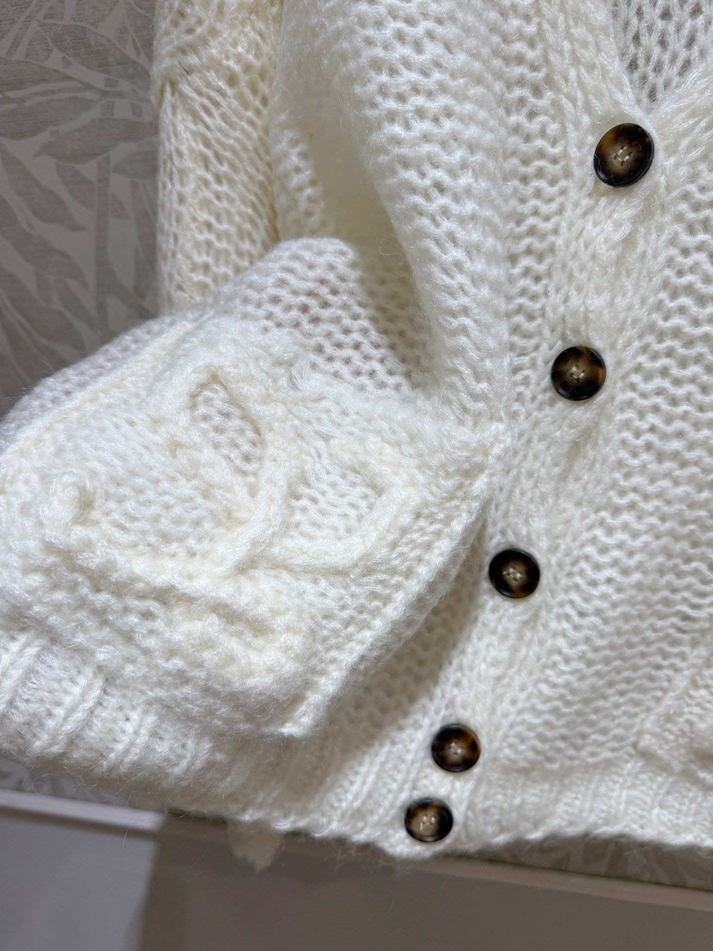 Loewe Cardigan Cream White Wool Mohair