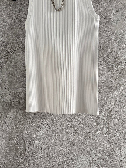 LV Chain Knitted Vest Shirt White Viscose Poliester