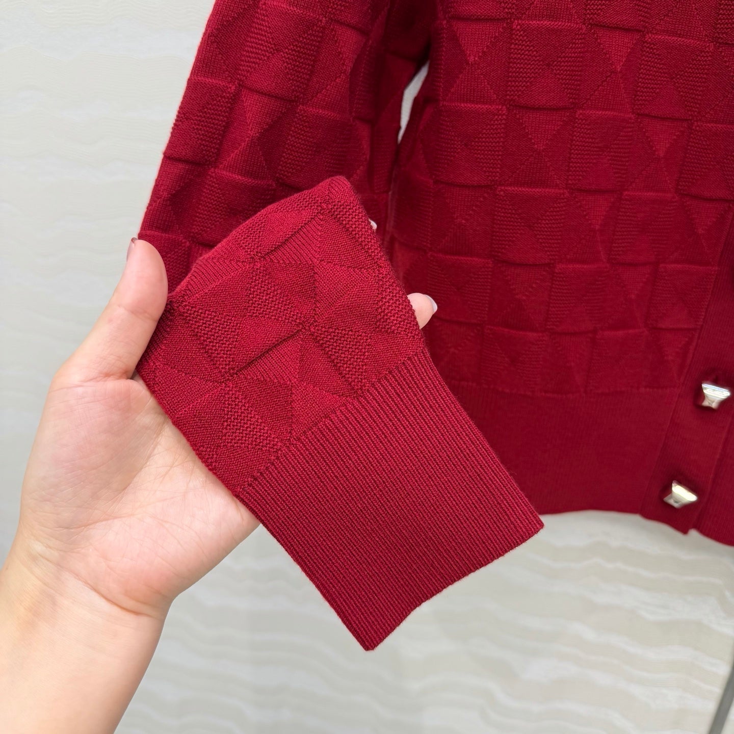 HM "Medor" Long-Sleeve Cardigan Red Wool