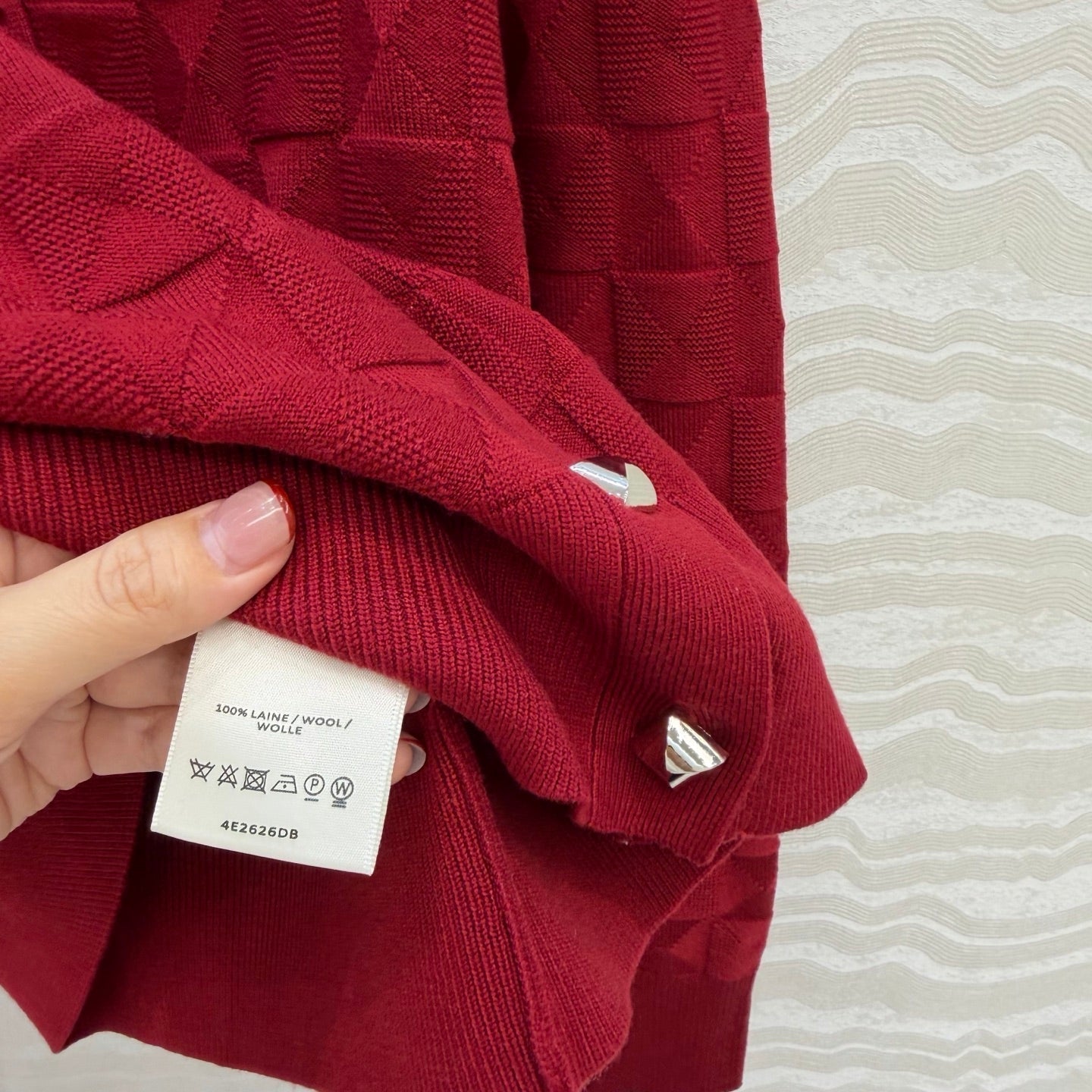 HM "Medor" Long-Sleeve Cardigan Red Wool