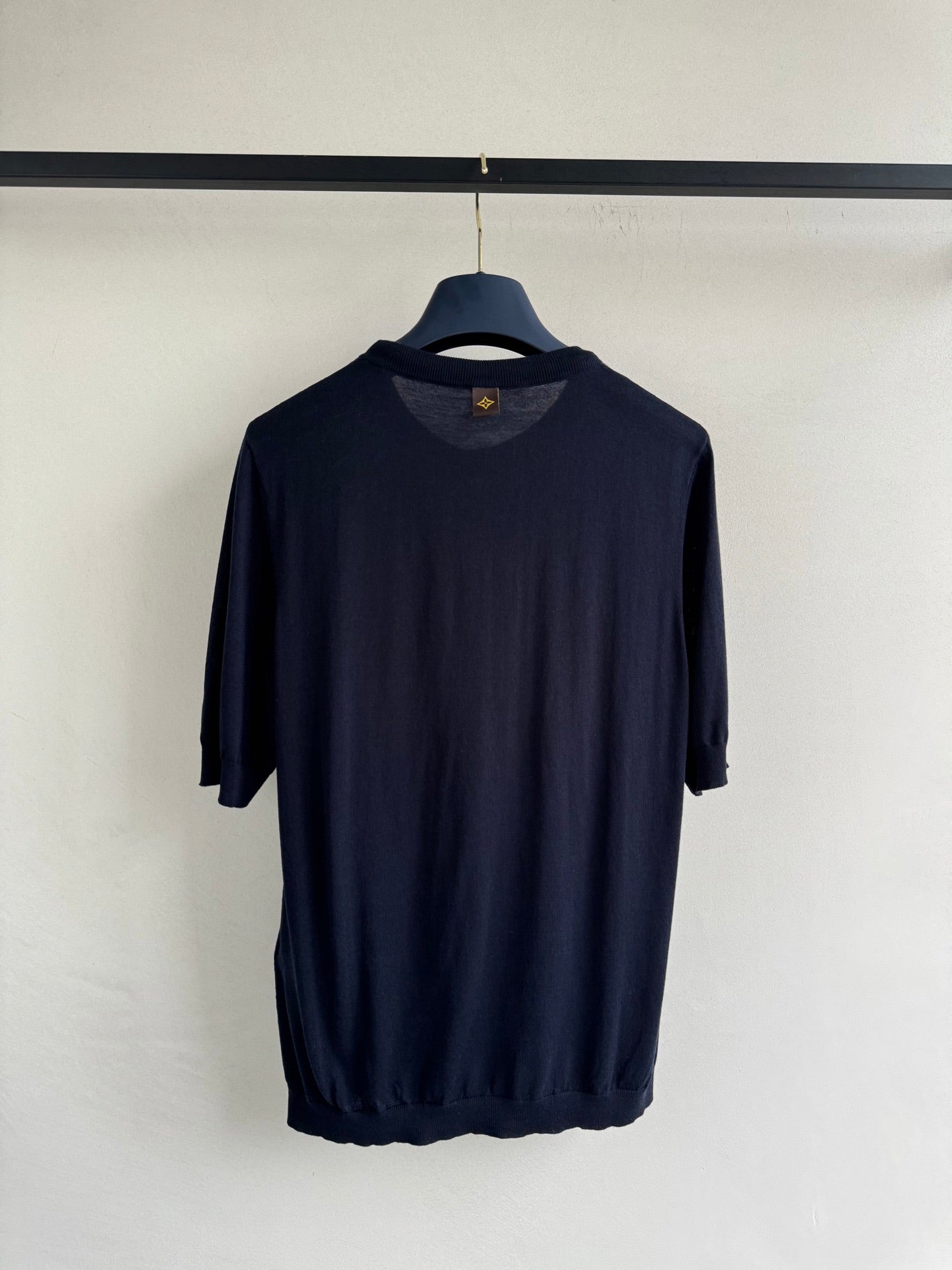 LV Knitted T Shirt Black Cotton Wool
