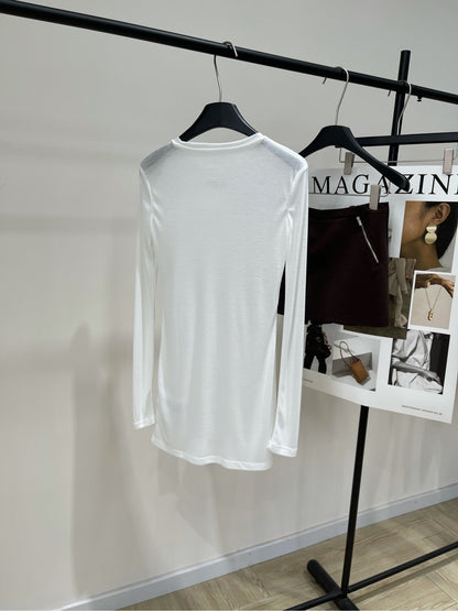 Miu Long-sleeved T-shirt White Cotton 349751