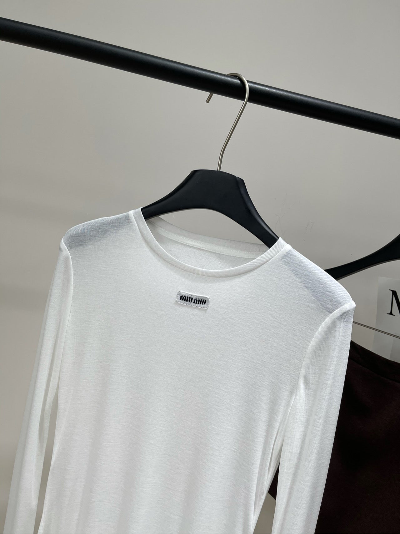 Miu Long-sleeved T-shirt White Cotton 349751