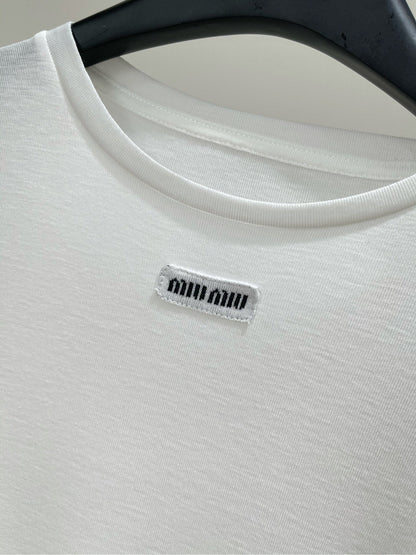 Miu Long-sleeved T-shirt White Cotton 349751