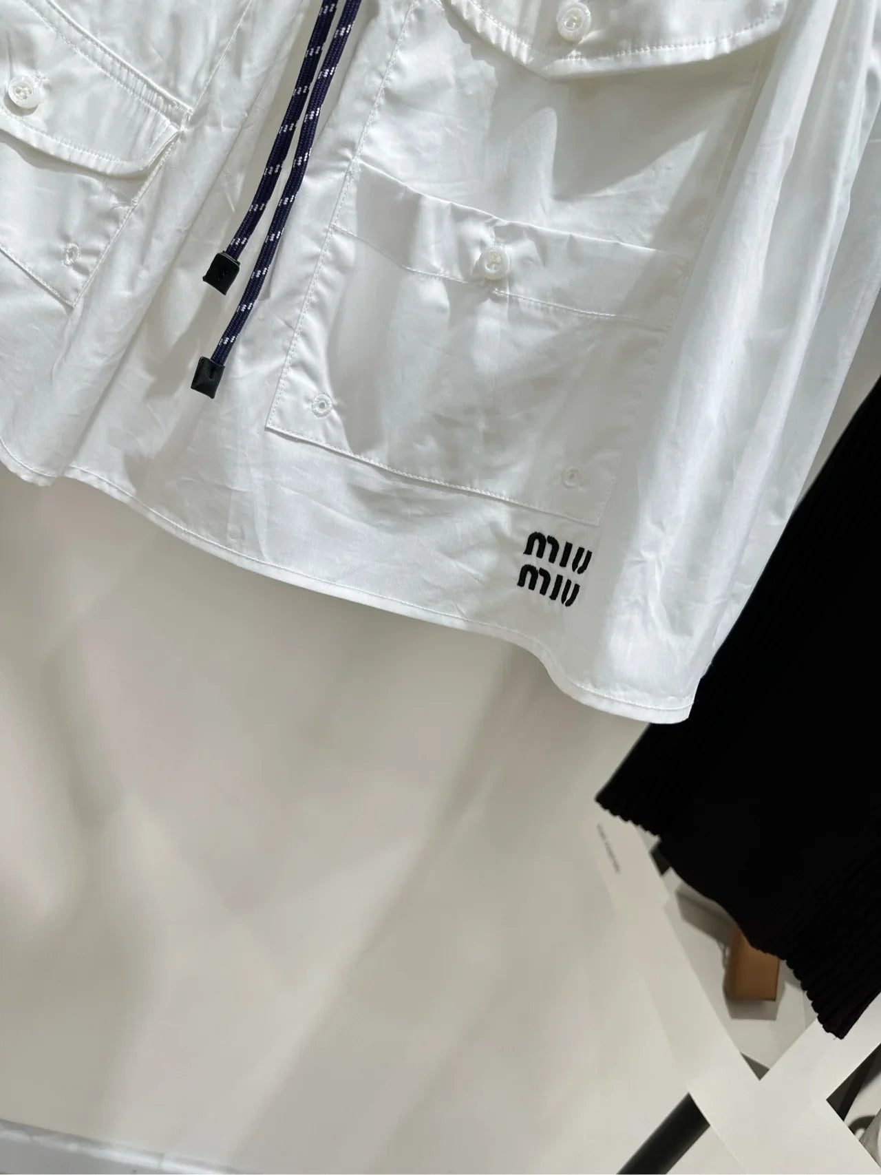 Miumiu 2026 Drawstring Casual Workwear Skirt White Cotton 359056
