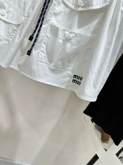Miumiu 2026 Drawstring Casual Workwear Skirt White Cotton 359056