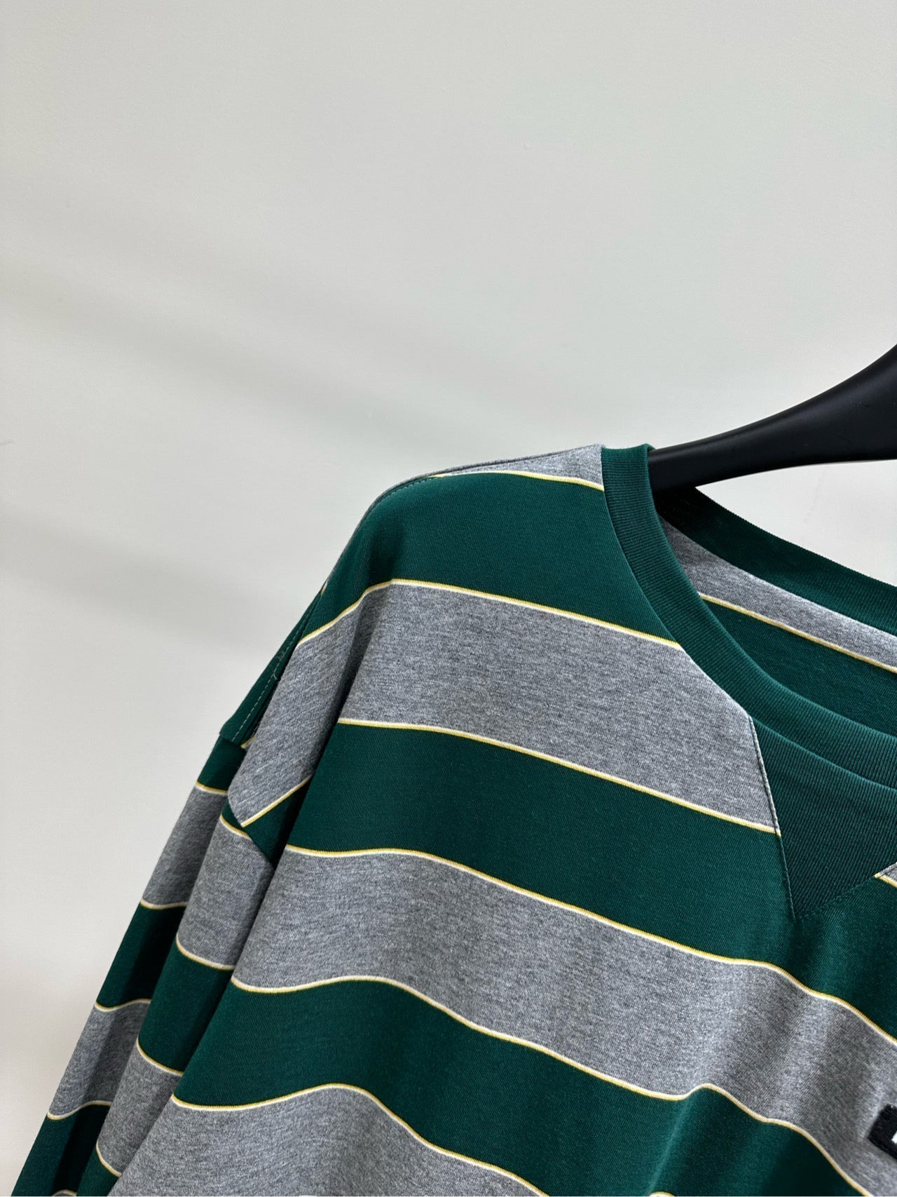 Miu 26s Striped Jersey Sweatshirt Green Gray Cotton 349692
