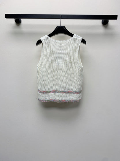 Celine 25 Knitted Vest White Wool Polyester 281498