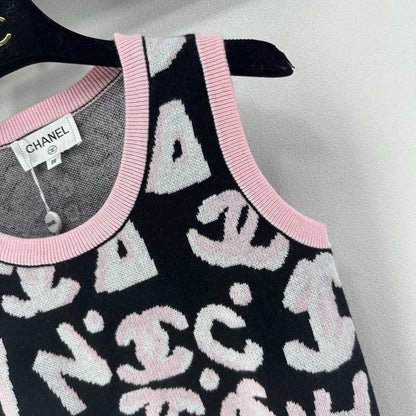 CC Vest Black Pink Wool Nylon 345983