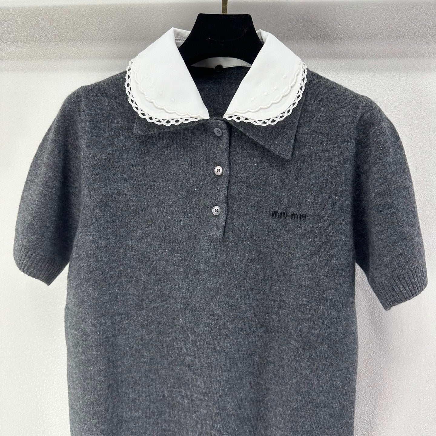 Miumiu 2026 Short-sleeved T-shirt Grey Cashmere 349064