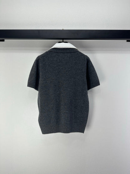 Miumiu 2026 Short-sleeved T-shirt Grey Cashmere 349064