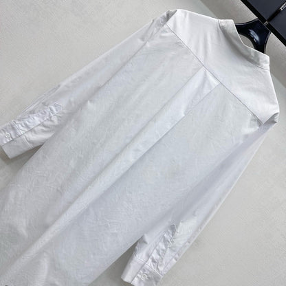 CD SS26 Broadcloth Long Stand Collar Shirt White Polyester 351870