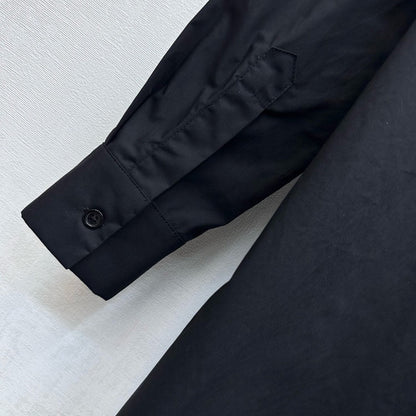 CD SS26 Broadcloth Long Stand Collar Shirt Black Polyester 351872