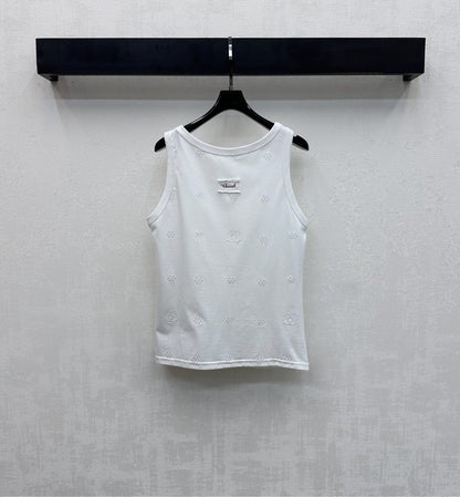 CC SS26 Laser Embroidered Tank Top White Cotton 350323