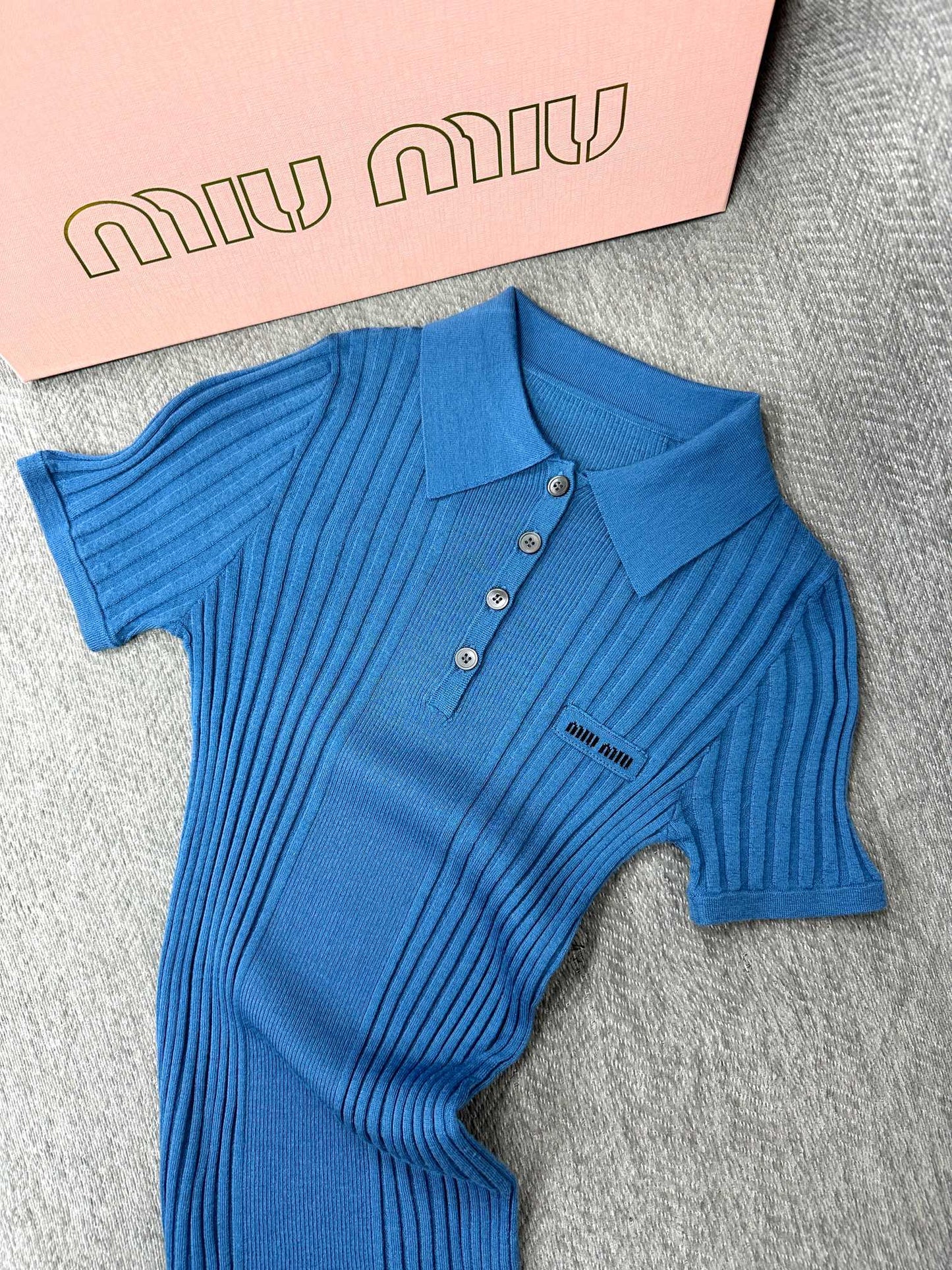 Miu Polo Shirt Aviator Blue Wool 336824
