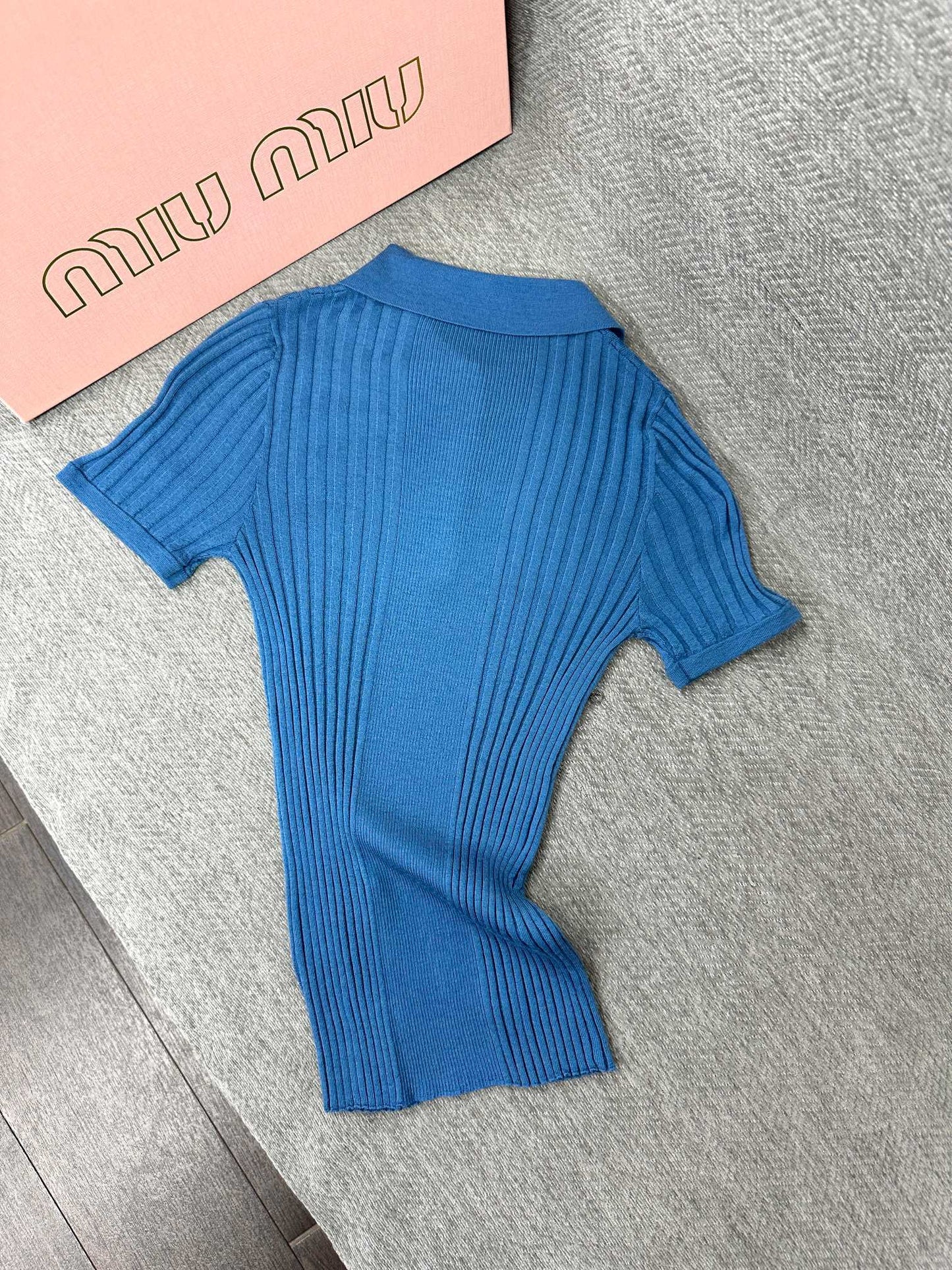 Miu Polo Shirt Aviator Blue Wool 336824