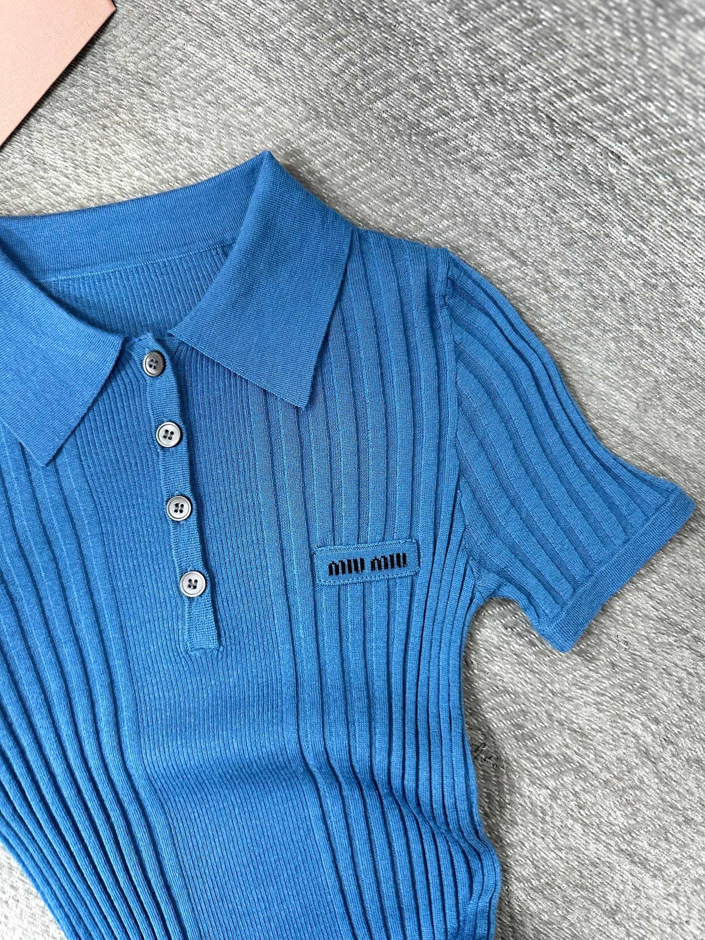 Miu Polo Shirt Aviator Blue Wool 336824
