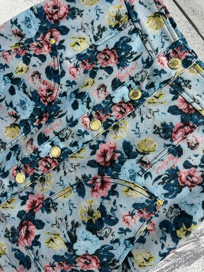 LV 25 Floral Short Skirt Multicolor Polyester