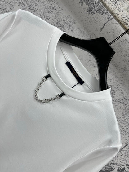 LV 25 Short-Sleeved T-shirt Back Logo Print White Cotton